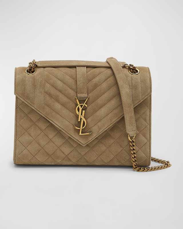Envelope Triquilt Medium YSL Shoulder Bag in Suede
