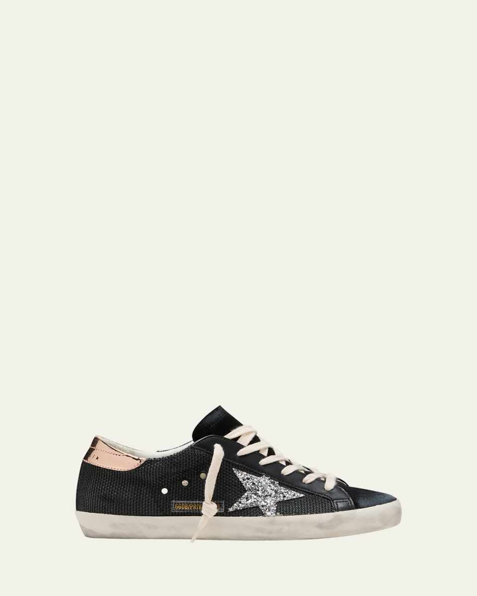Superstar Net Leather Glitter Low-Top Sneakers