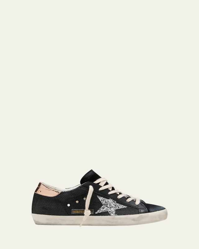 Superstar Net Leather Glitter Low-Top Sneakers