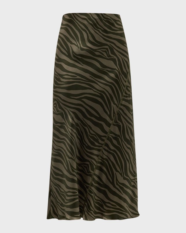 Silk Charmeuse Zebra Stripe Maxi Skirt