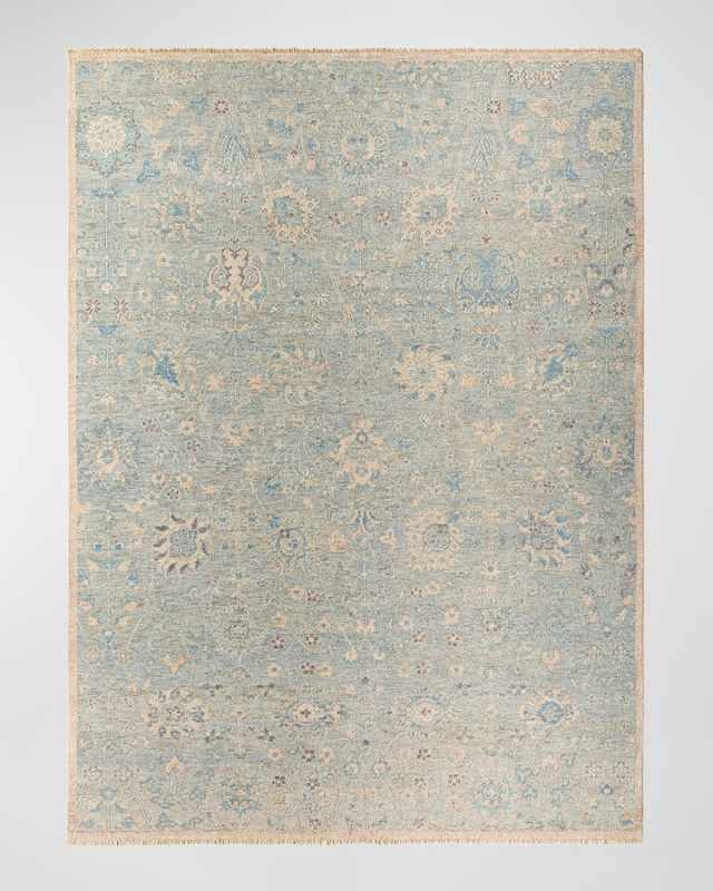 Cappadocia Blue Floral Hand-Knotted Rug, 6' x 9'