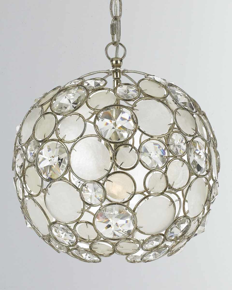Palla 1-Light Antiqued Silver Sphere Mini Chandelier