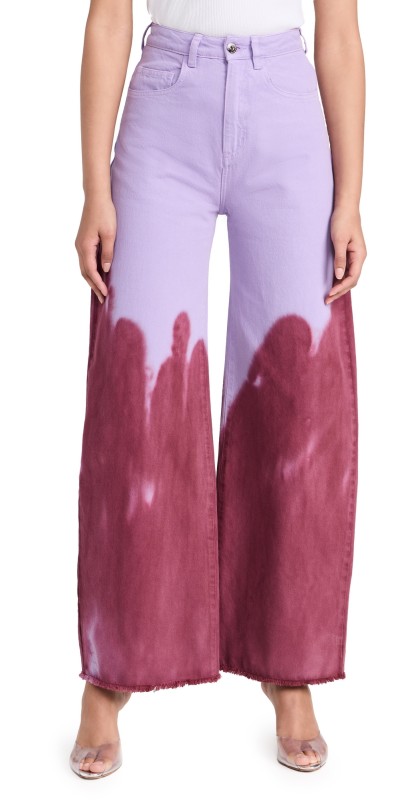 Marques Almeida Drill Tie Dye Boyfriend Pants Lilac/Burgundy