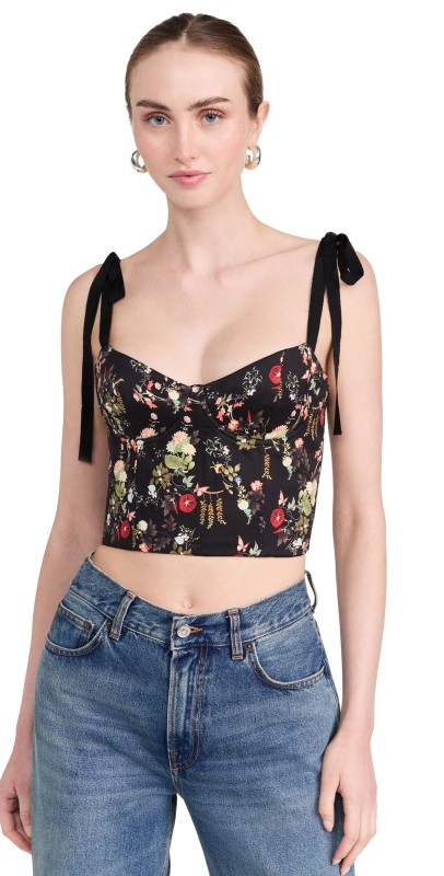 alice + olivia Helene Bustier Top Blush Kiss Black