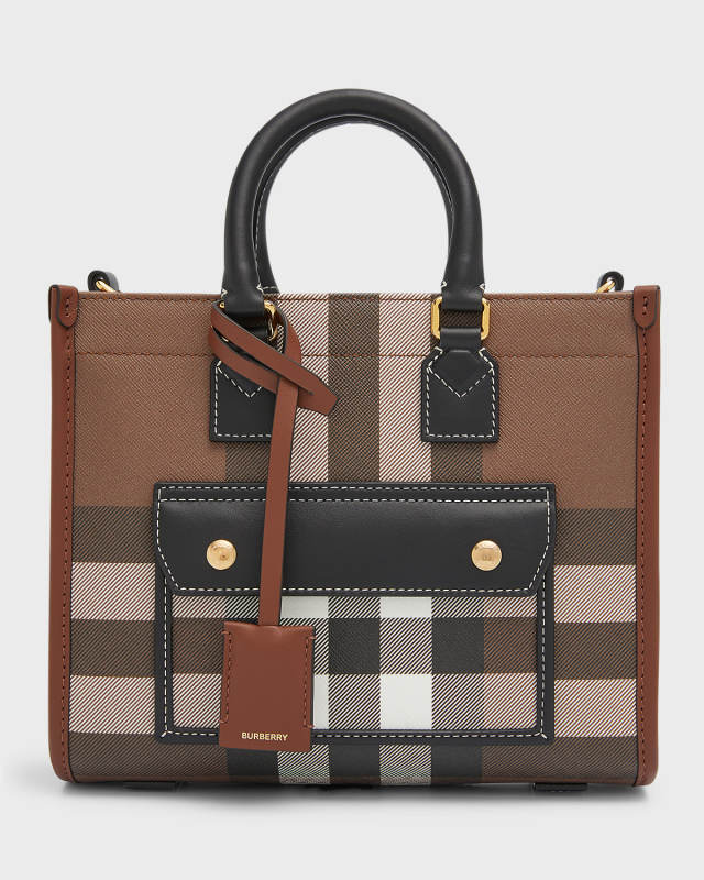 Freya Check Leather Tote Bag