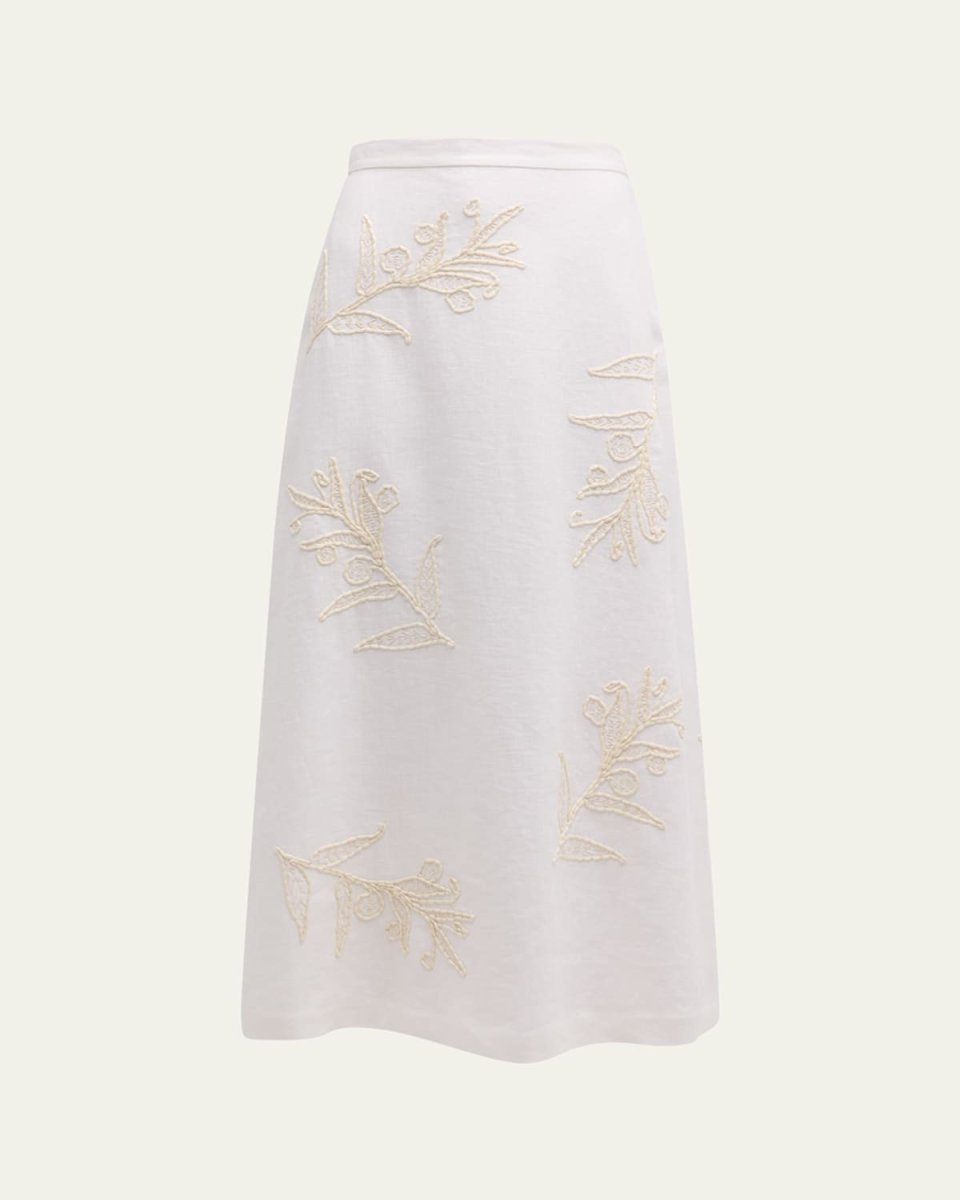 Embroidered A-Line Maxi Skirt