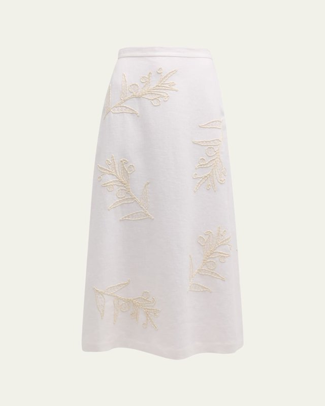 Embroidered A-Line Maxi Skirt