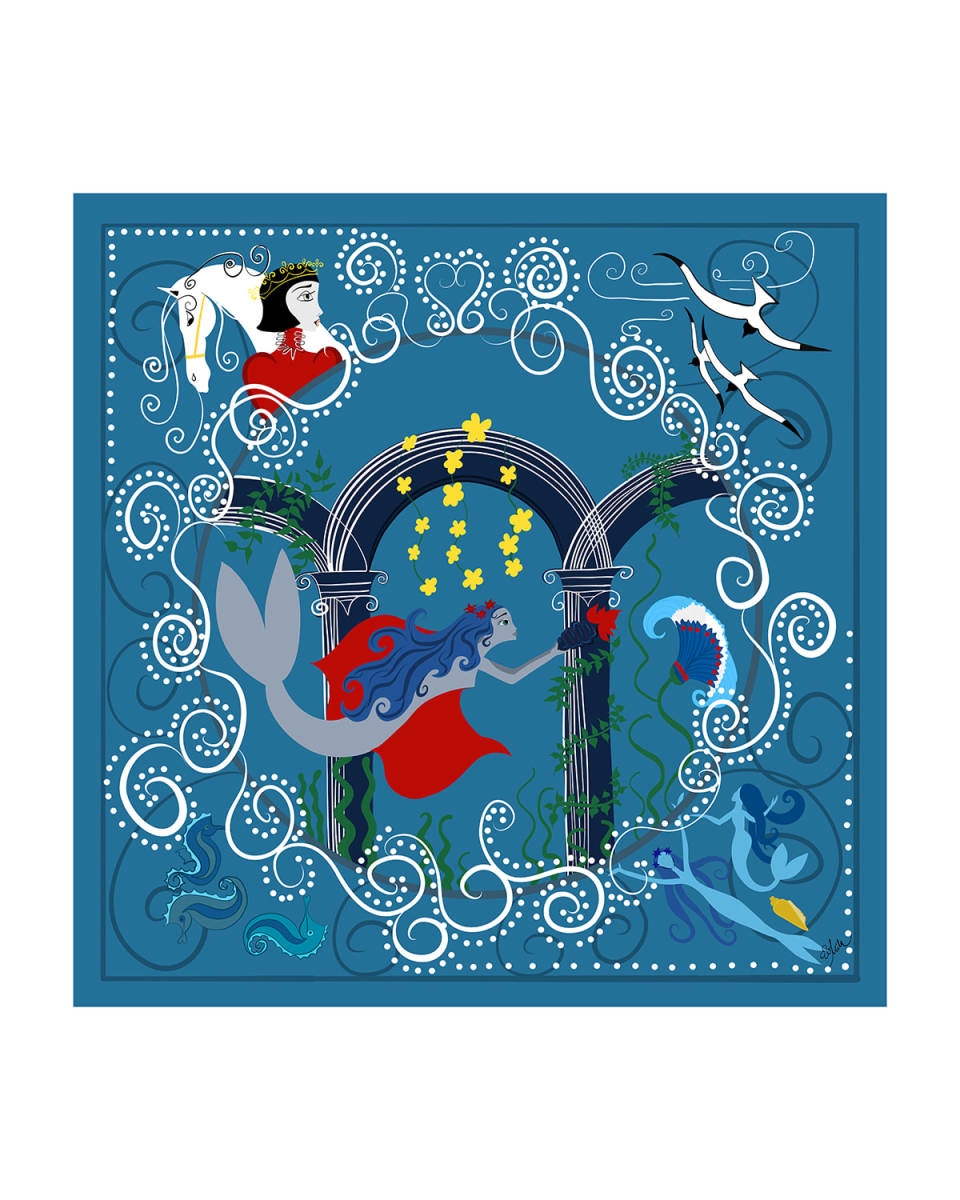 Deluge Mermaid Silk Scarf