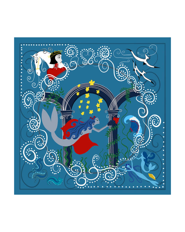 Deluge Mermaid Silk Scarf