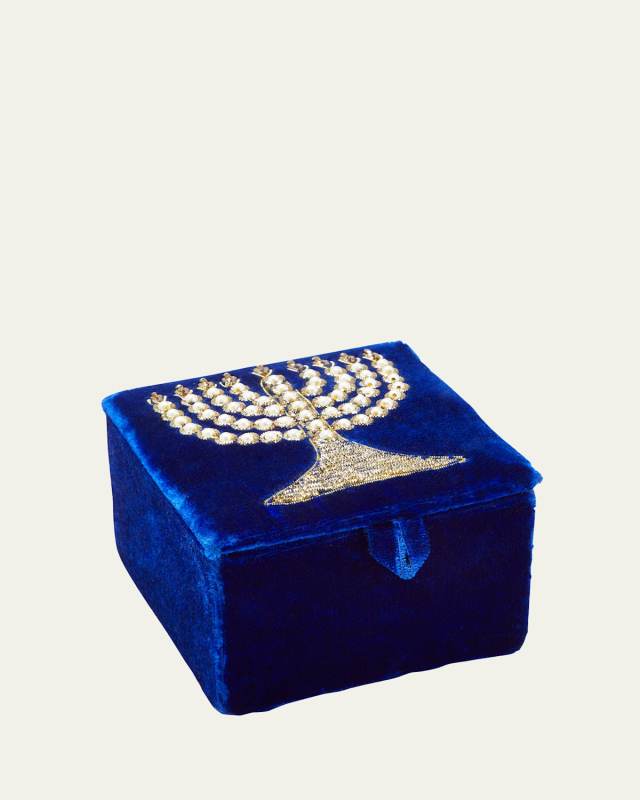 Velvet Embroidered Hanukkah Box