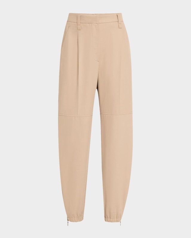 Zip-Hem Cotton-Wool Cargo Jogger Pants