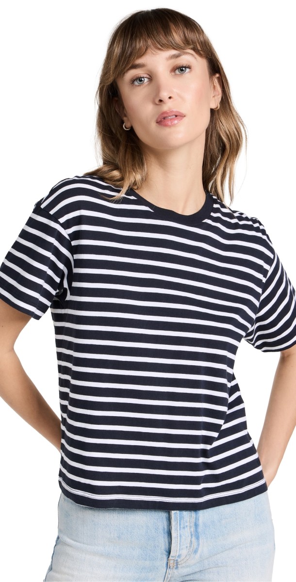 ATM Anthony Thomas Melillo Classic Jersey Stripe Boy Tee Navy/White Stripe