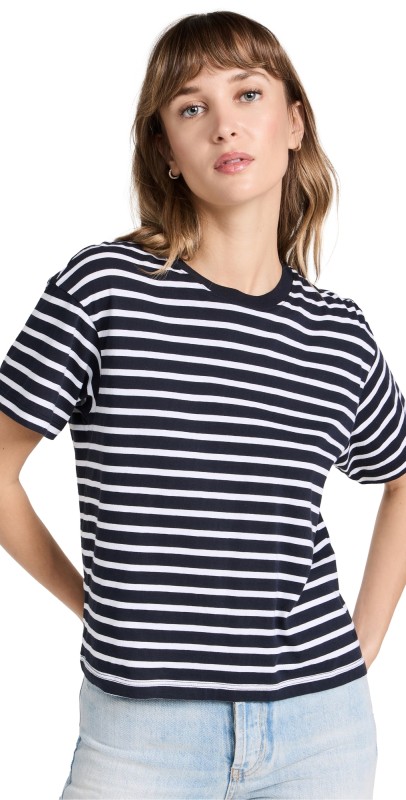 ATM Anthony Thomas Melillo Classic Jersey Stripe Boy Tee Navy/White Stripe