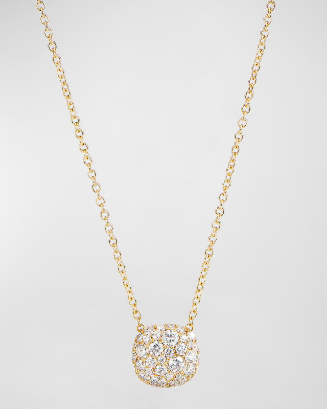 18k Yellow Gold Diamond Cushion Pendant Necklace