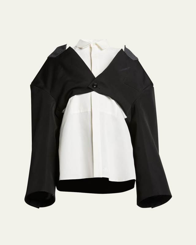 Blazer Detail Button-Front Shirtdress