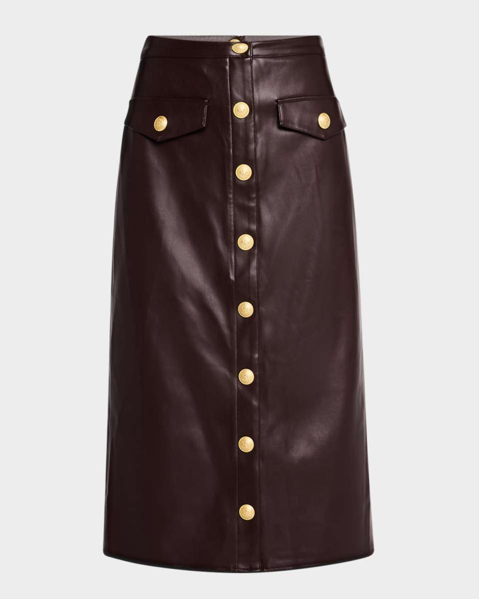 Milann Vegan Leather Midi Skirt