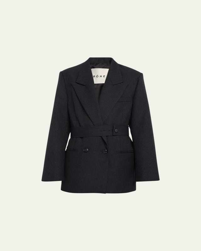 Double-Breasted Pinstripe Blazer