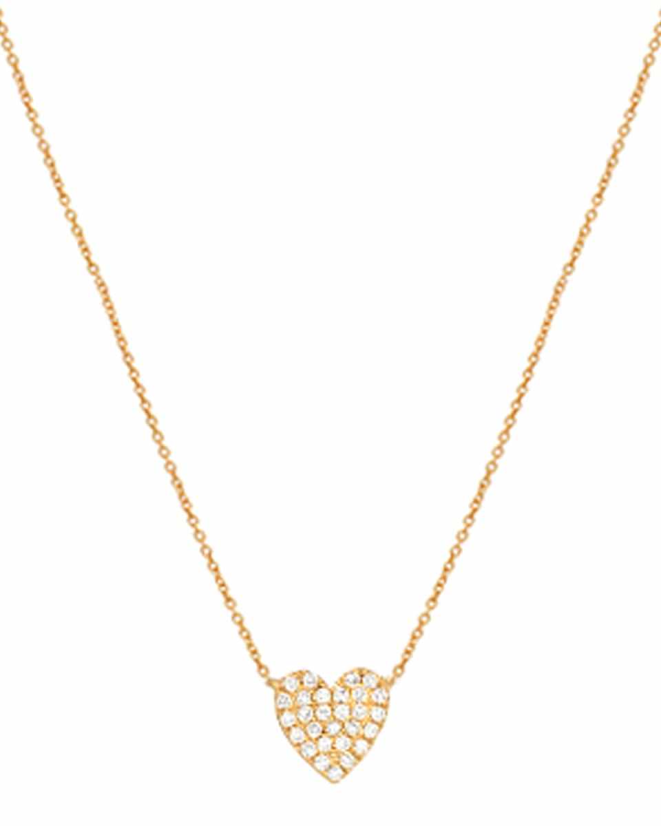 14K Gold Diamond Heart Necklace, 16-18"L