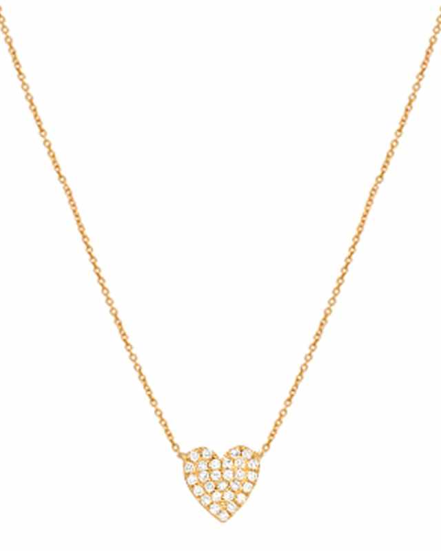 14K Gold Diamond Heart Necklace, 16-18"L