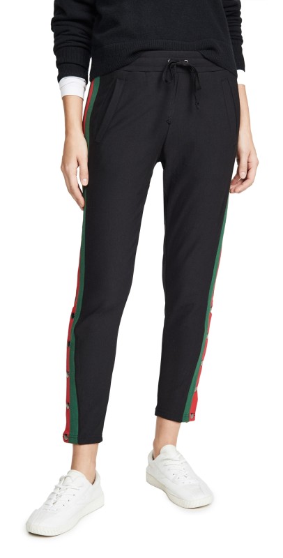 Plush Fleece Lined Tuxedo Track Pants Blank/Red/Green