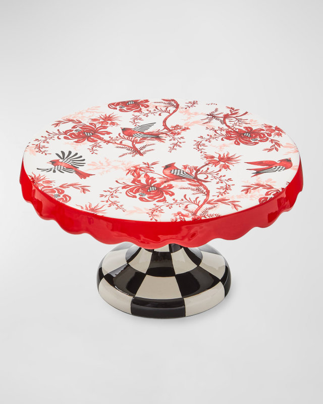 Cardinal Toile Small Pedestal Platter