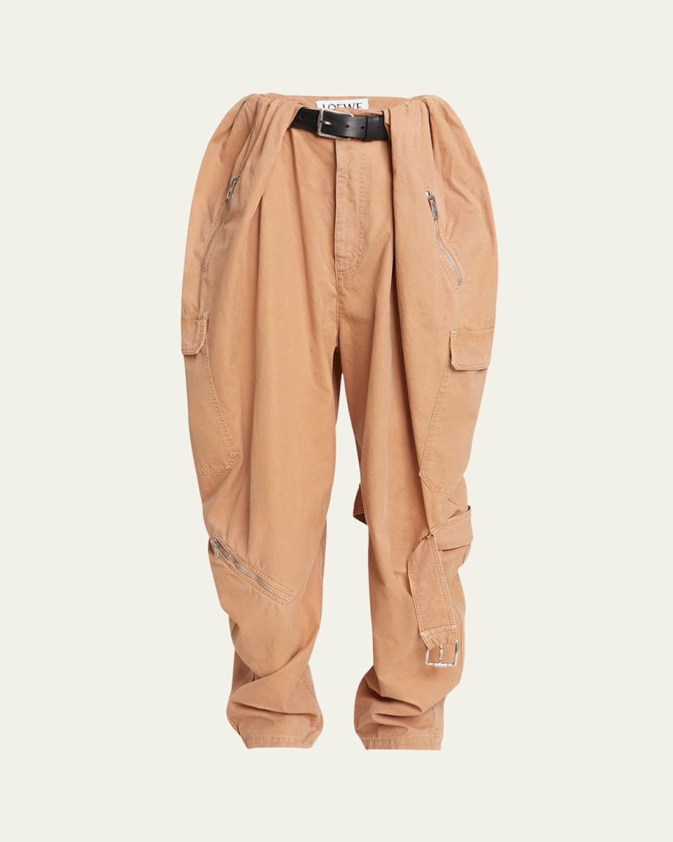 Oversized Balloon-Leg Cargo Trousers