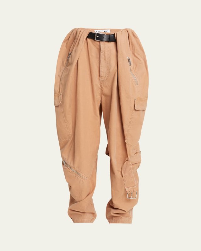 Oversized Balloon-Leg Cargo Trousers