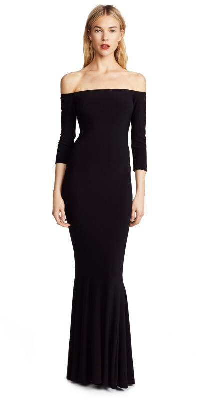 Norma Kamali Kamali Kulture Off Shoulder Fishtail Gown Black