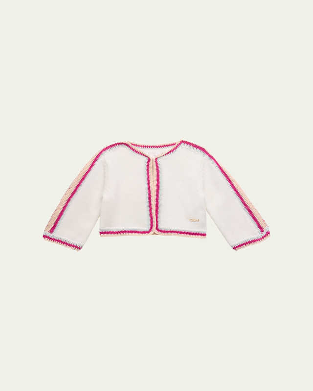 Girl's Crochet Knitted Cardigan, Size 6M-12
