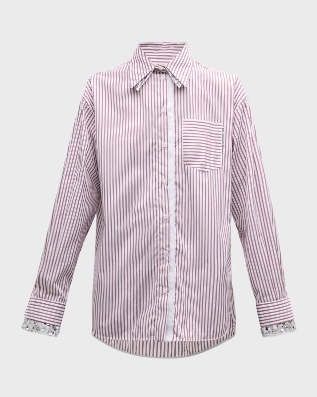 Oversized Striped Button-Front Top