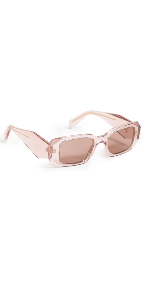 Prada PR 17WS Rectangular Sunglasses Transparent Peach