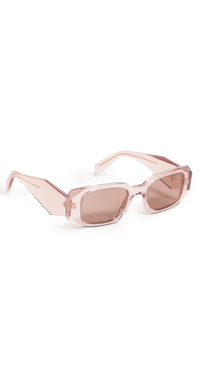 Prada PR 17WS Rectangular Sunglasses Transparent Peach