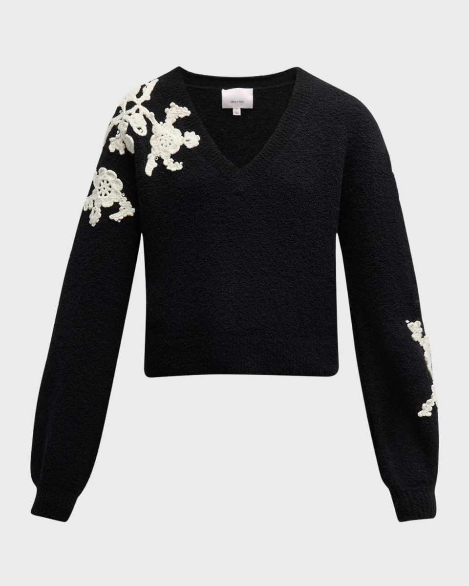 Dana Floral Crochet Wool-Blend Sweat