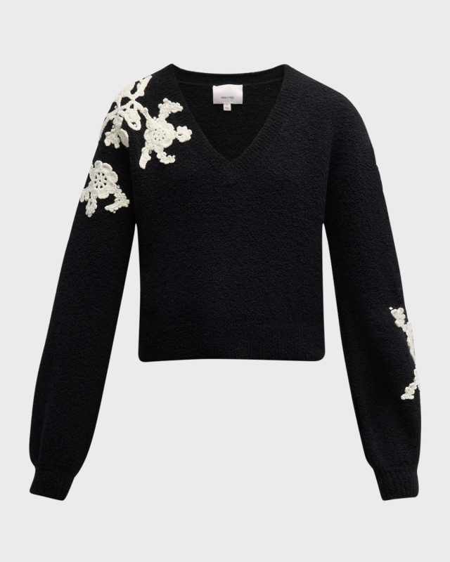 Dana Floral Crochet Wool-Blend Sweat