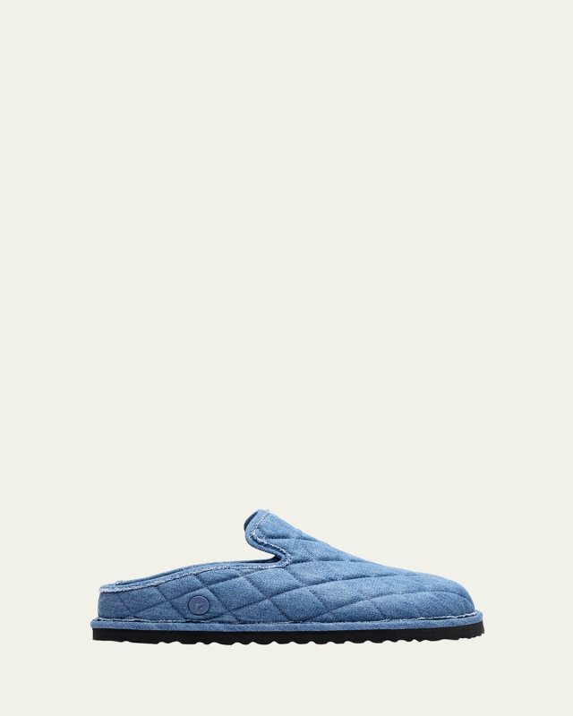 Eliscu Quilted Denim Slide Mules