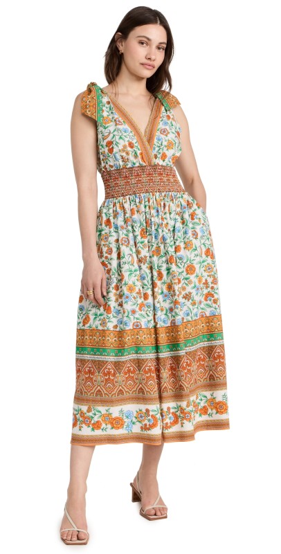 Shoshanna Bree Dress Ivory/Light Blue/Saffron Multi