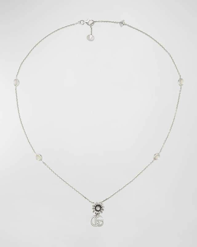 GG Marmont Flower Sterling Silver & Pearl Necklace