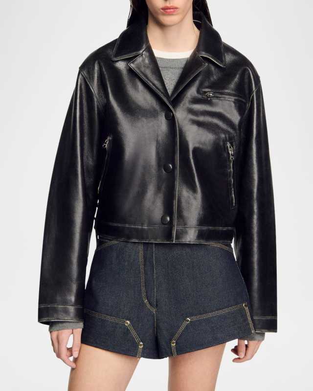 Jude Distressed Lambskin Leather Jacket