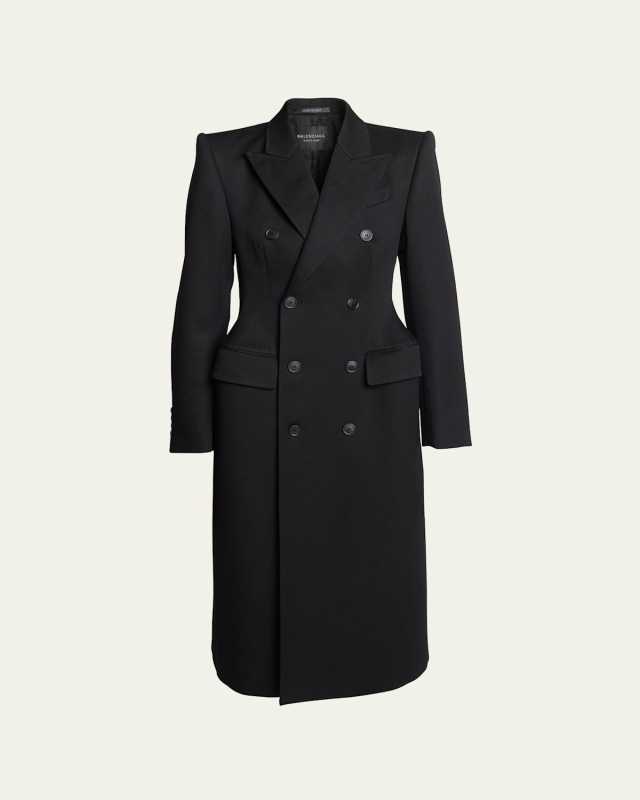 Double-Breast Hourglass Wool Coat