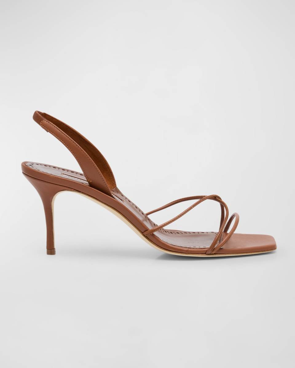 Leather Strappy Slingback Sandals