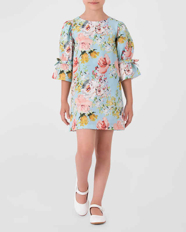Girl's Akvarelli Floral Dress, Size 3T-10