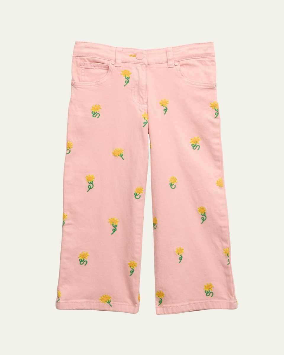 Girl's Sunflowers Gabardine Pants, Size 2-14