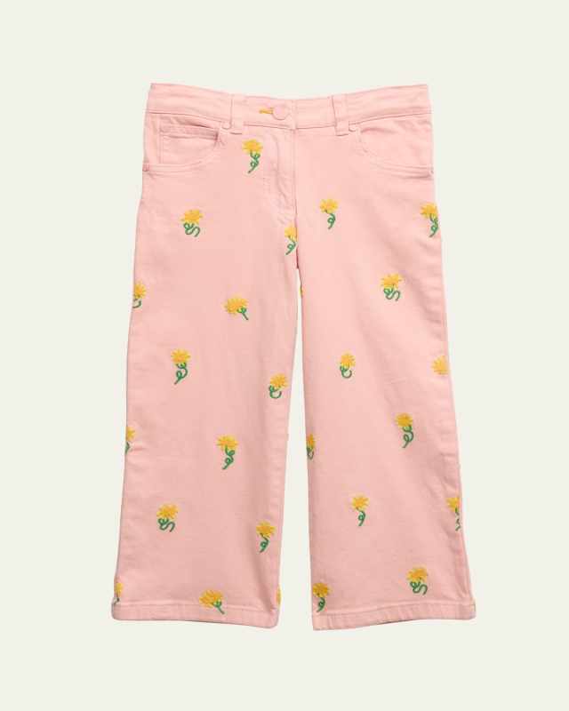 Girl's Sunflowers Gabardine Pants, Size 2-14