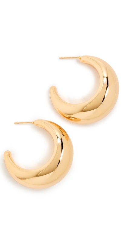 By Adina Eden Solid Graduated Dome Open Hoop Earrings Gold