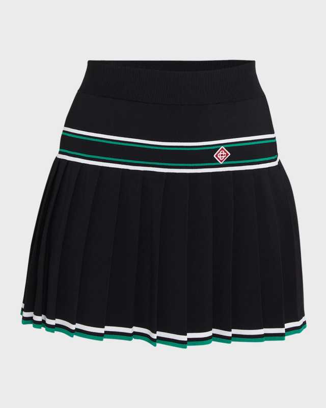 Striped Pleated Mini Skirt
