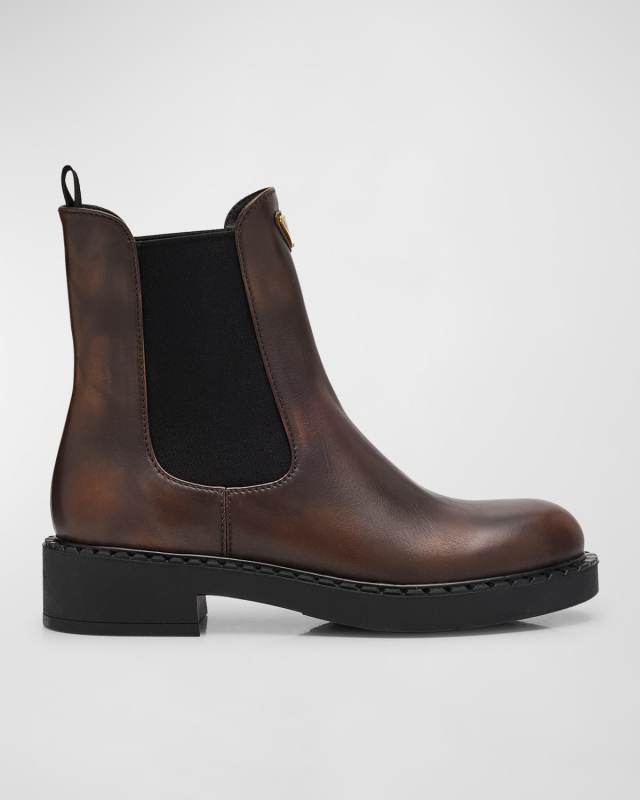 Chocolate Calfskin Chelsea Ankle Boots