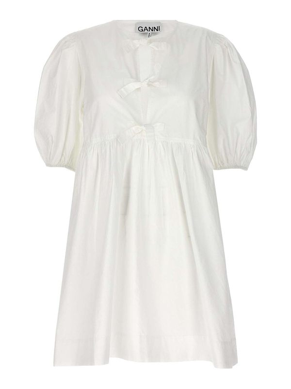Ganni Robe Au Genou - Blanc