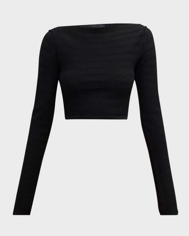 Crepe Matte Viscose Boatneck Crop Top
