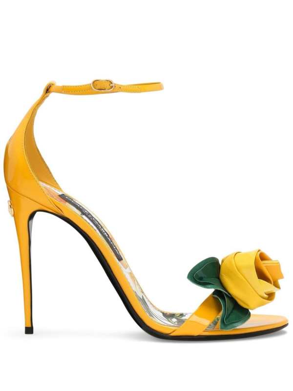 floral-appliqué leather sandals