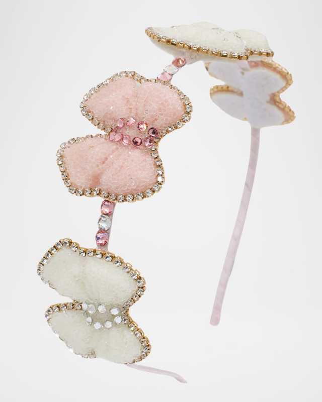 Girl's Rhinestone & Glitter Bow Headband